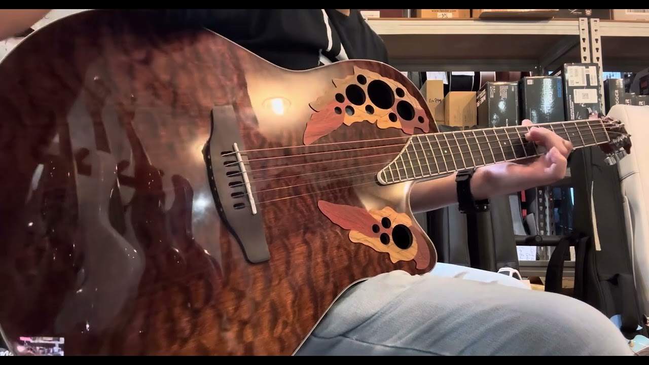 Ovation CE48P-TGE-G E-Acoustic Guitar Celebrity Elite Plus Super Shallow Tiger Eye Brown