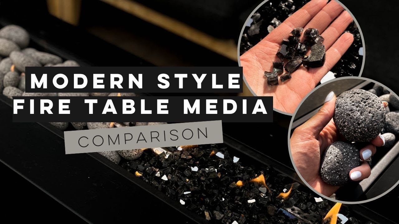 Reflective Fire Glass Vs Lava Rock Comparison | Modern Fire Table Media