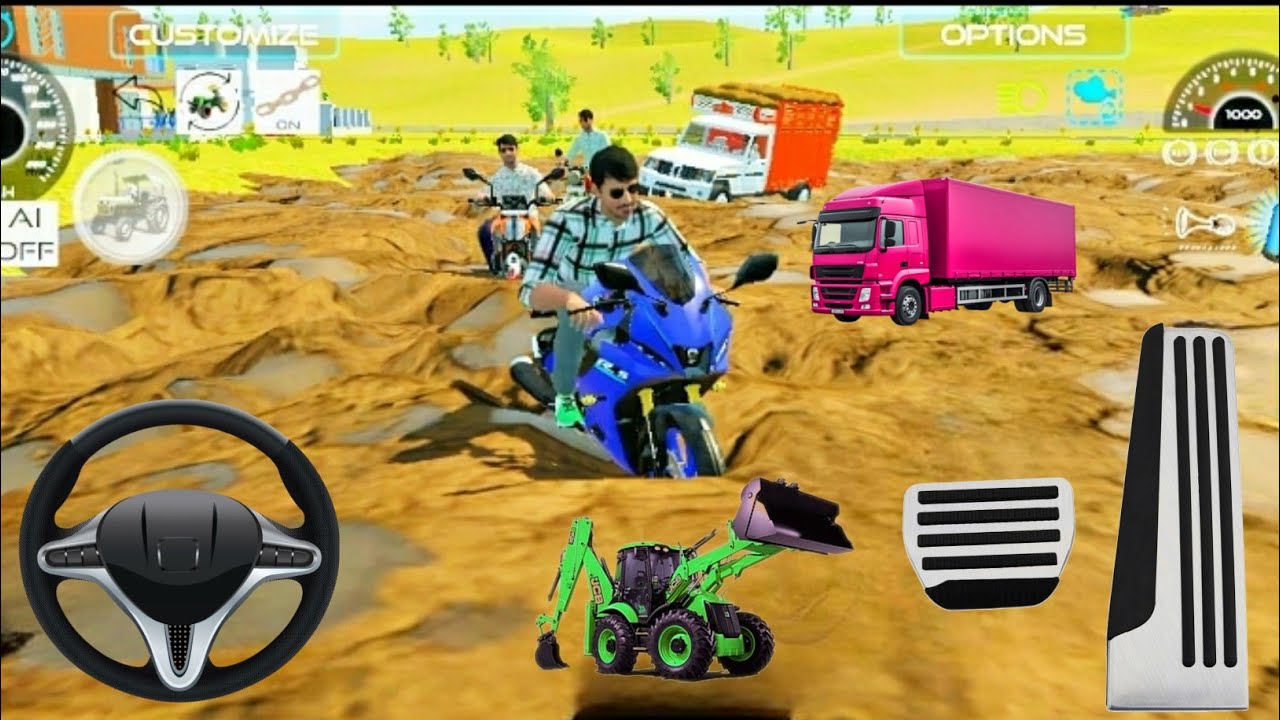 Bike Rescue By Bori Loded Pickup In Mud Indian Vehicles Simulator | #androidgames #games