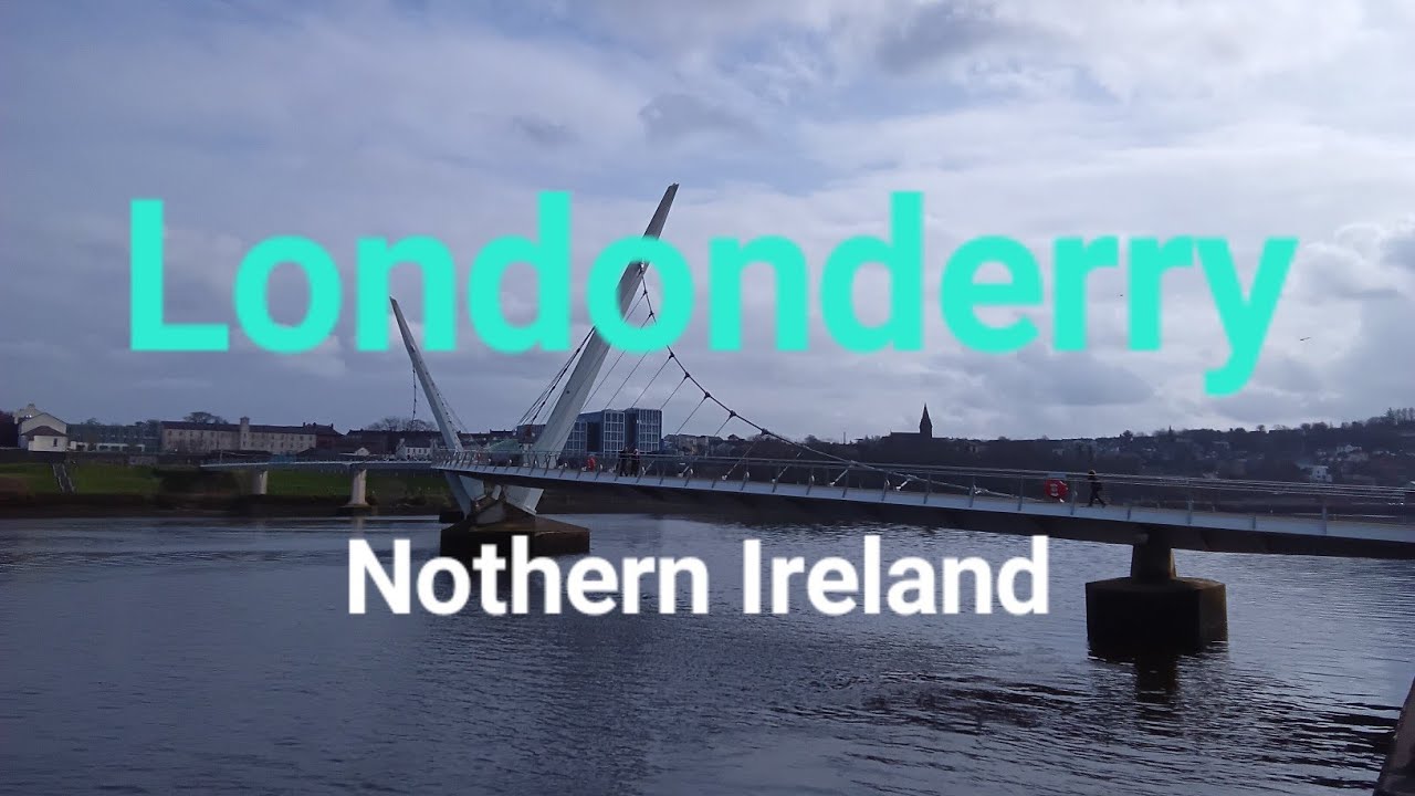 Derry~Londonderry Nothern Ireland: River Foyle,  Peace Bridge, train station & Ebrington 19 Mar 2024