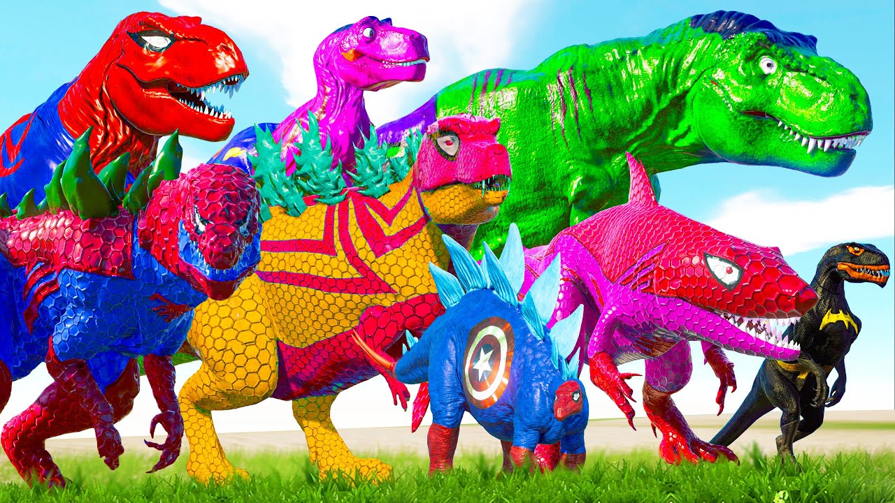 Epic Tyrannosaurus Rex vs Pro 8 Superhero Dinosaurs All Spiderman T Rex DINOSAUR COMPILATION 2025