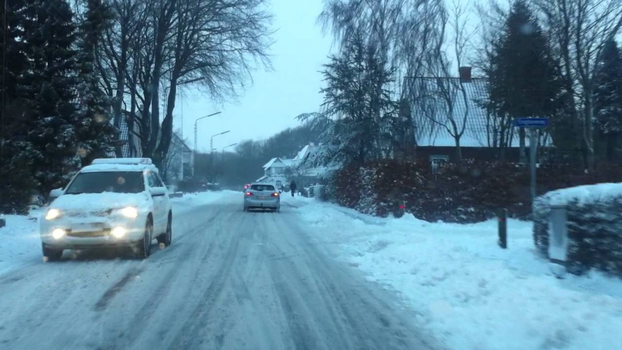 en tur rundt i Hjørring i snevejr.