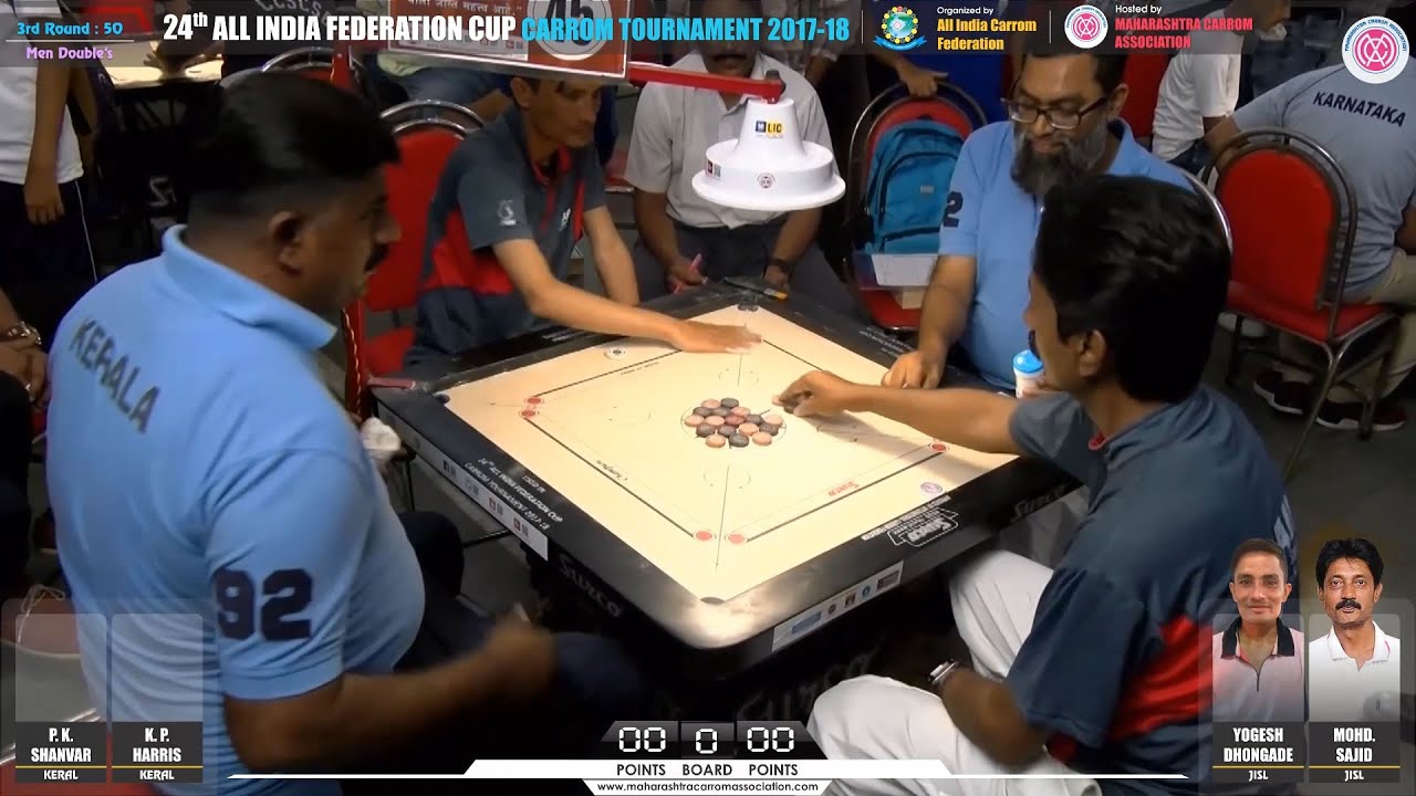 CARROM | YOGESH DHONGADE & MOHD. SAJID (JISL) VS P. K. SHANVAR & K. P. HARRIS (KERALA) | PQ (MD): 50