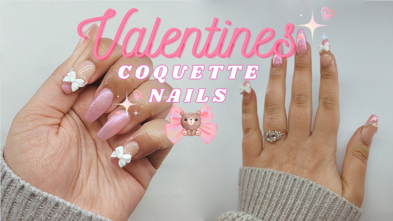 ASMR Valentines Coquette Nails | Gel X Nails 🎀🧸💐