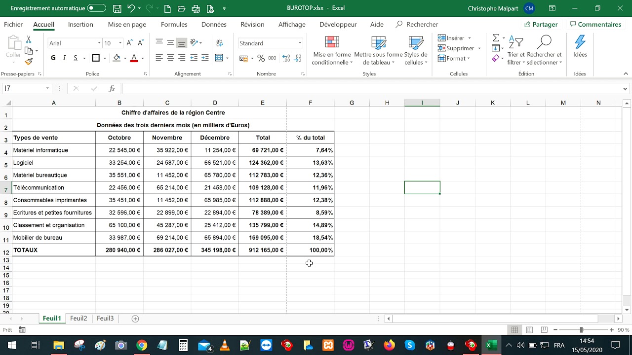 Mise en forme d'une feuille de calcul