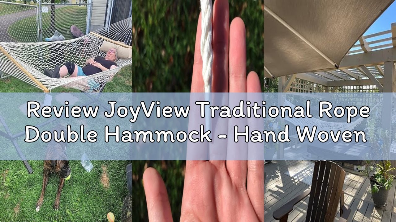 Review JoyView Traditional Rope Double Hammock - Hand Woven Cotton Hammock with Hardwood Spreader Ba