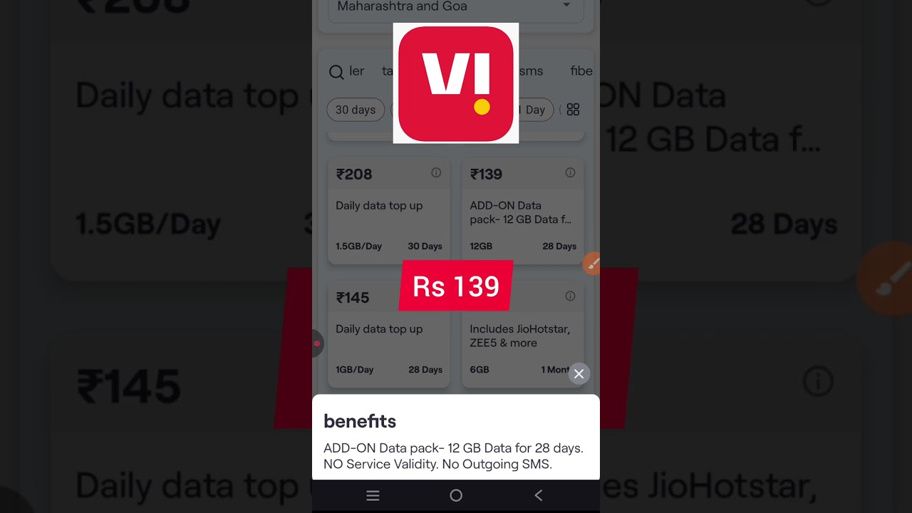 Vi internet data add on recharge Rs 139 #universeofrakesh #139