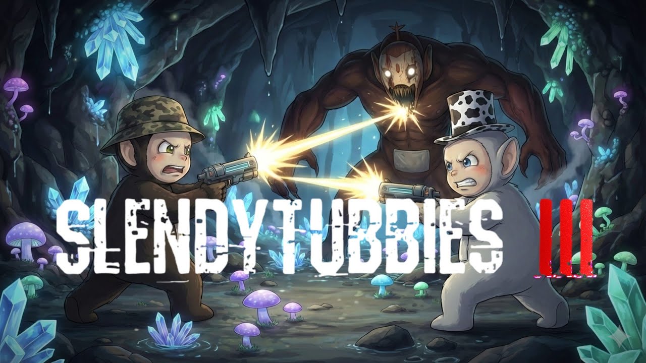 Slendytubbies 3 en una cueva oscura