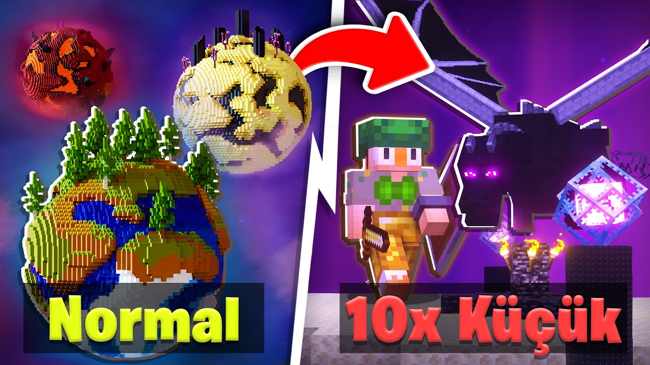 Minecraft'ı 10x KÜÇÜK DÜNYA'da BİTİRDİM!