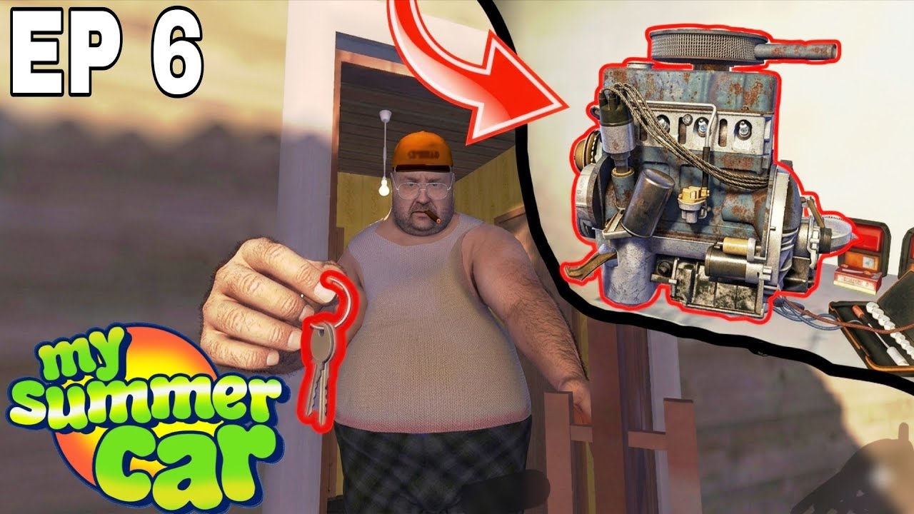 MONTANDO O MOTOR DO ZERO (PRIMEIRA VEZ!) + TIO DA VAN APARECEU | MY SUMMER CAR MOBILE EP 6