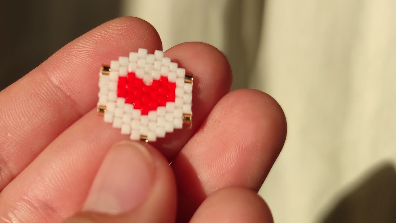 ❤️COMO HACER DIJE DE CORAZÓN EN MIYUKI CON PUNTADA LADRILLO( Paso a paso) Andrea G. Bravo