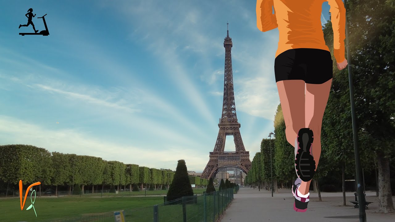 Virtueller Lauf für Laufband und Crosstrainer Workout | Laufband Video | Eiffelturm Paris