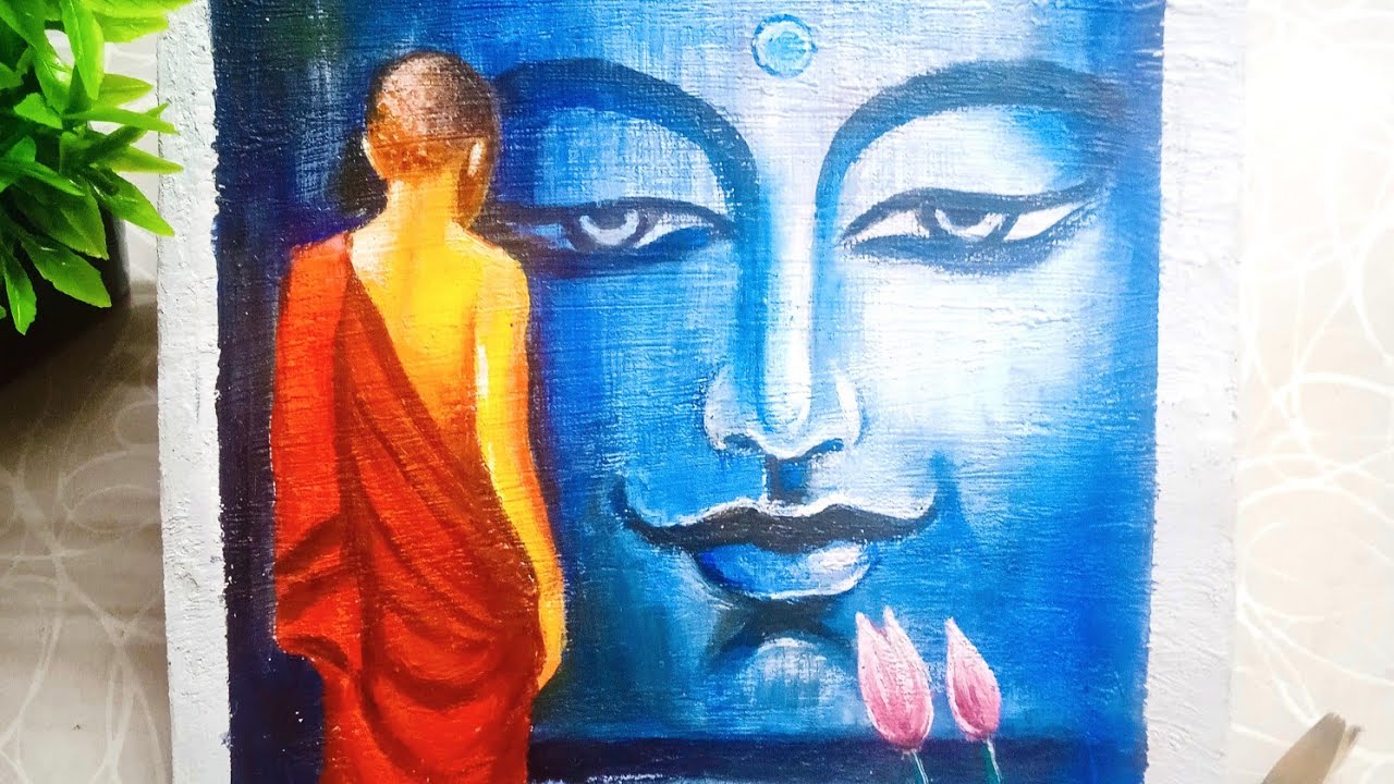 lord buddha painting with acrylic | how to draw lord buddha | step by step