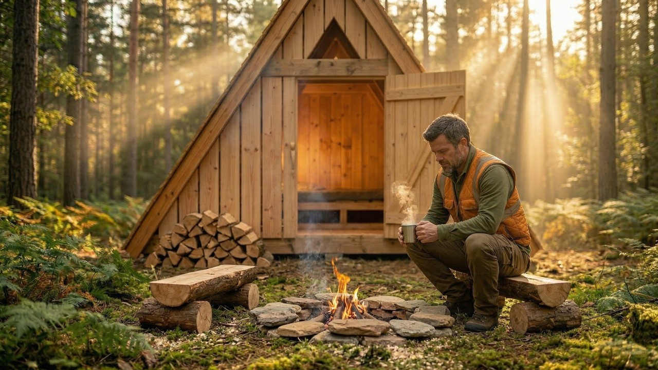 ASMR Forest Building — The most satisfying shelter build (pure sounds, no talking)