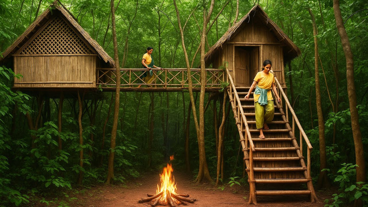 How to Survival Girl I Built a Private Modern Treehouse and Kitchen