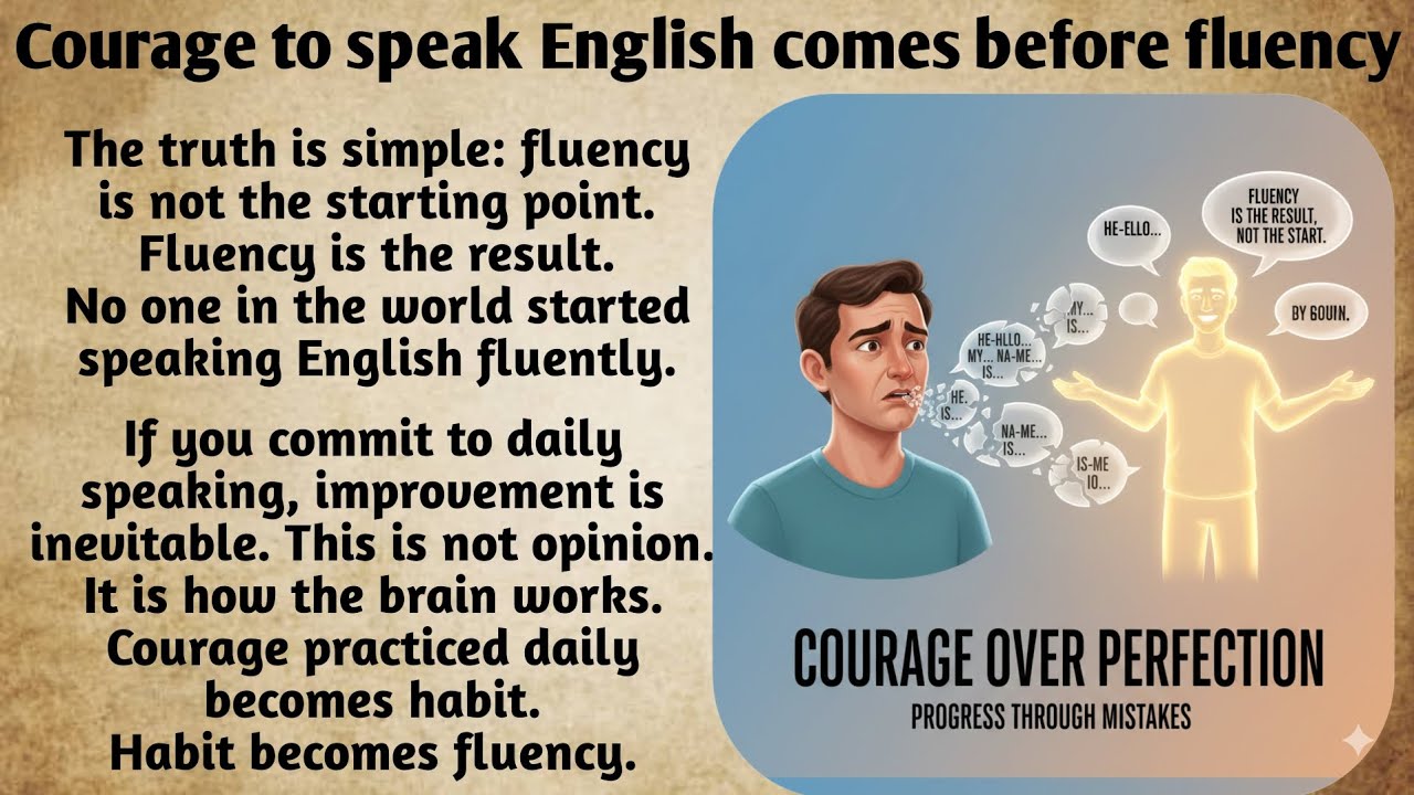 Courage to speak English comes before fluency | learn English | Improve Your English Fluency #vocabs