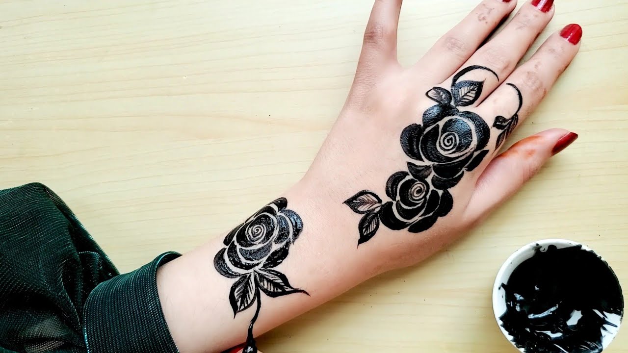 نقش اسود يمني ورد  مميز جدا ورااائع Mehndi Arabic  designs For Hand 💎 LATEST FLORAL