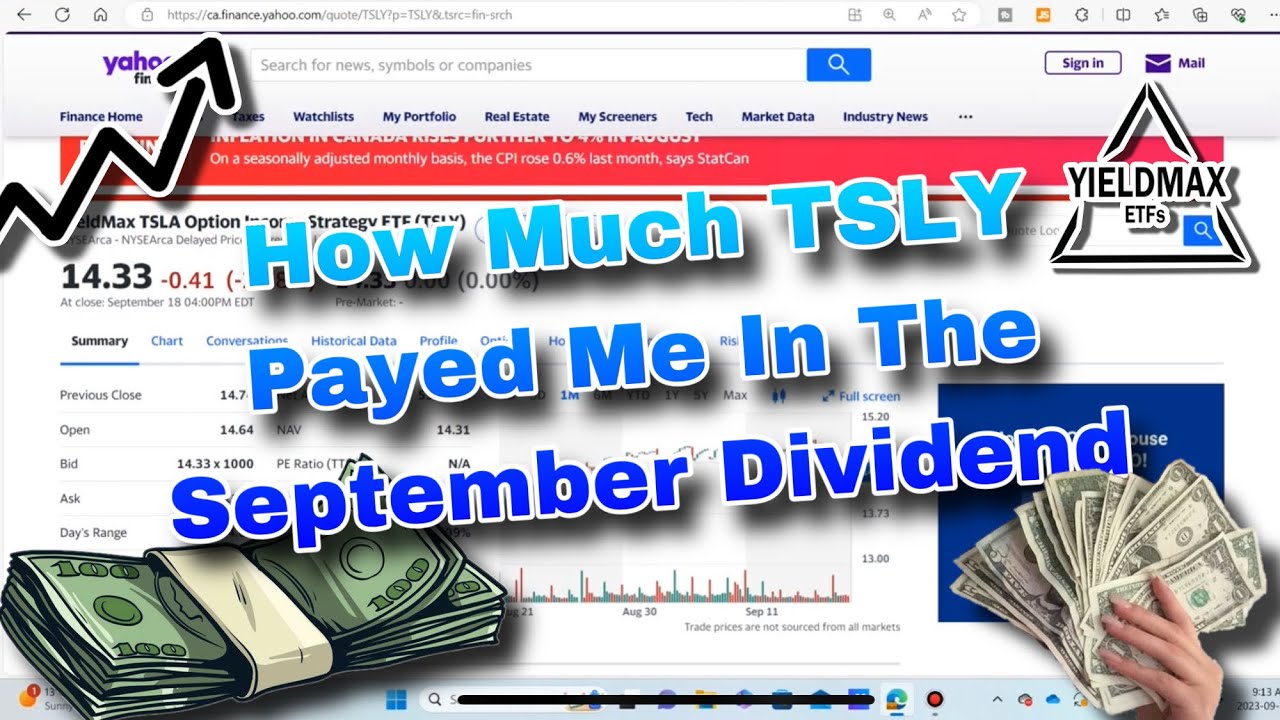 HOW Much Money (TSLY) Yieldmax Synthetic Option ETF Payed Me In Dividends For The Month Of September