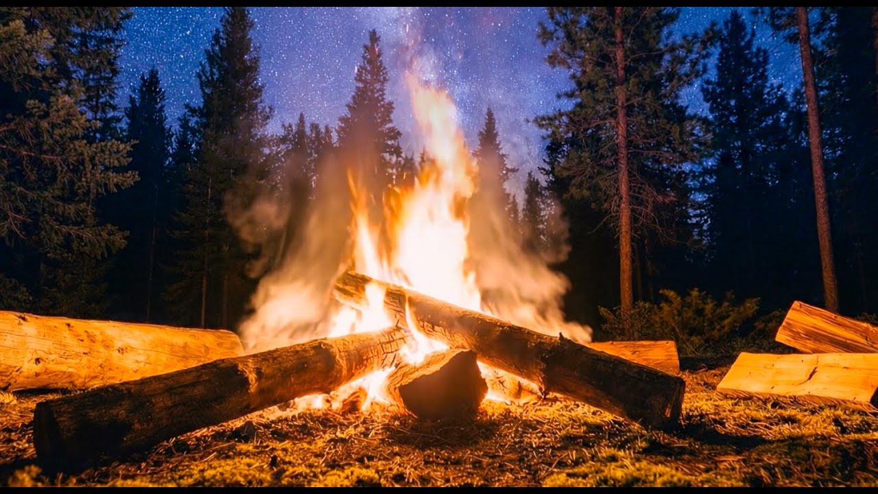 4 Hours Crackling Campfire in the Forest (No Music) White Noise