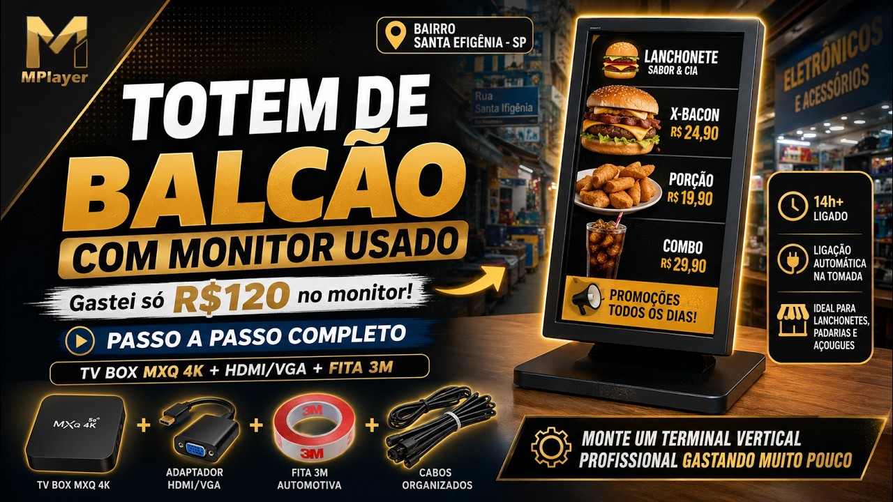 DIY Montando um Totem de balcão com Box Android e um monitor de PC usado por R$280 reais