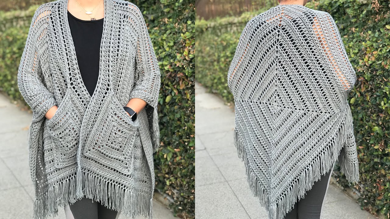 Lazy Diamond Boho Pocket Shawl | Crochet Tutorial | RIGHT HANDED