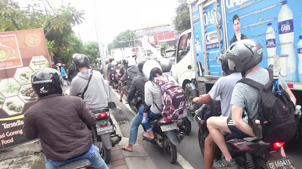 Crazy Traffic & Sidewalk Riding In Bali Indonesia