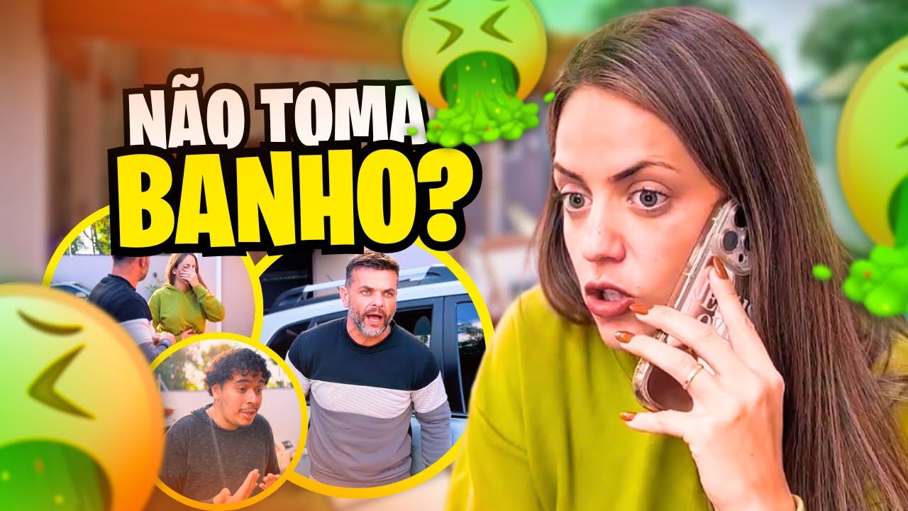 Eu não aguento mais as palhaçadas do meu marido... Ele vive dando desculpa pra sem tomar banho🤨😐