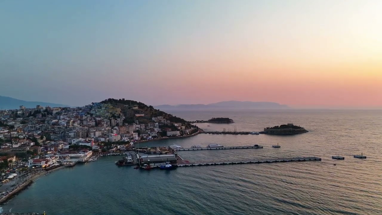 Kuşadasında Gün Batımı Drone Çekimi DJI Mini 4 Pro 4K Ultra HD