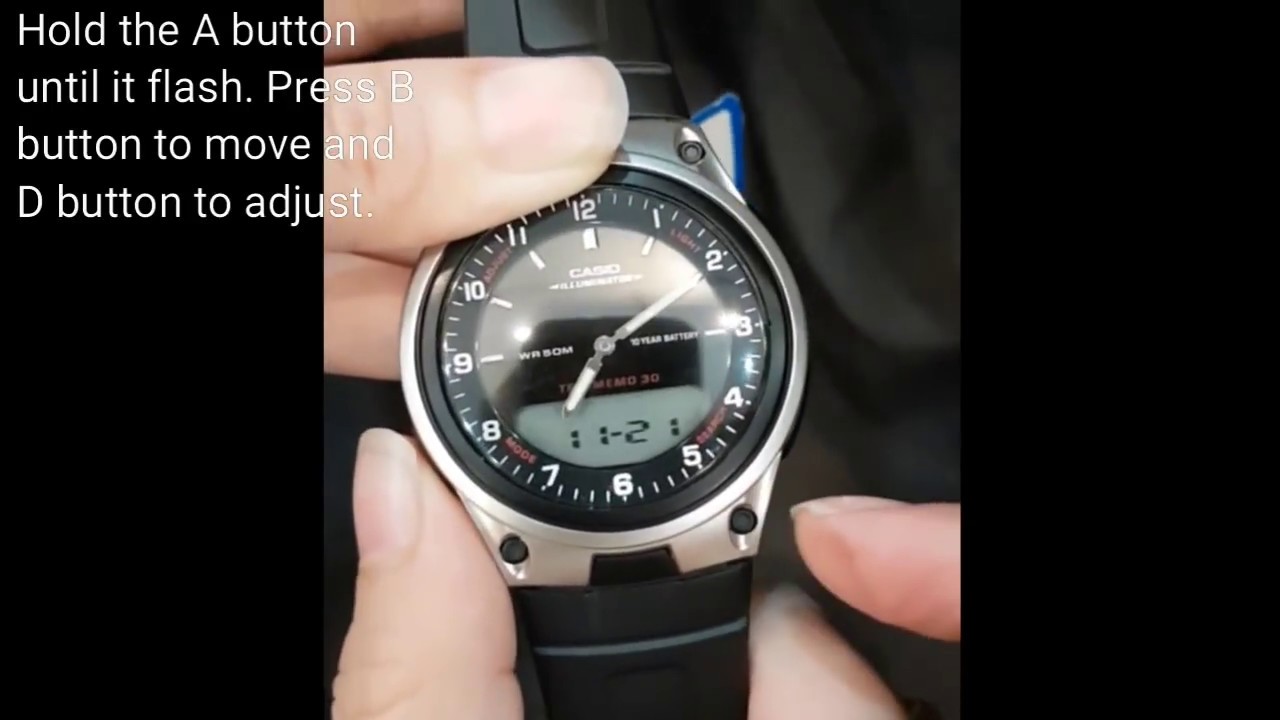 CASIO AW-80-1AVDF how to adjust the digital and analog time
