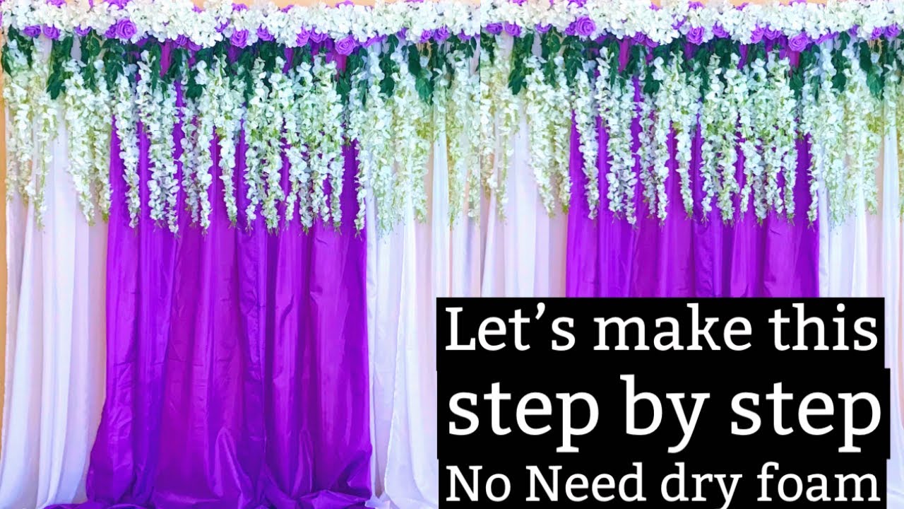 White and Purple Floral Wedding Backdrop| No Need Floral Foam