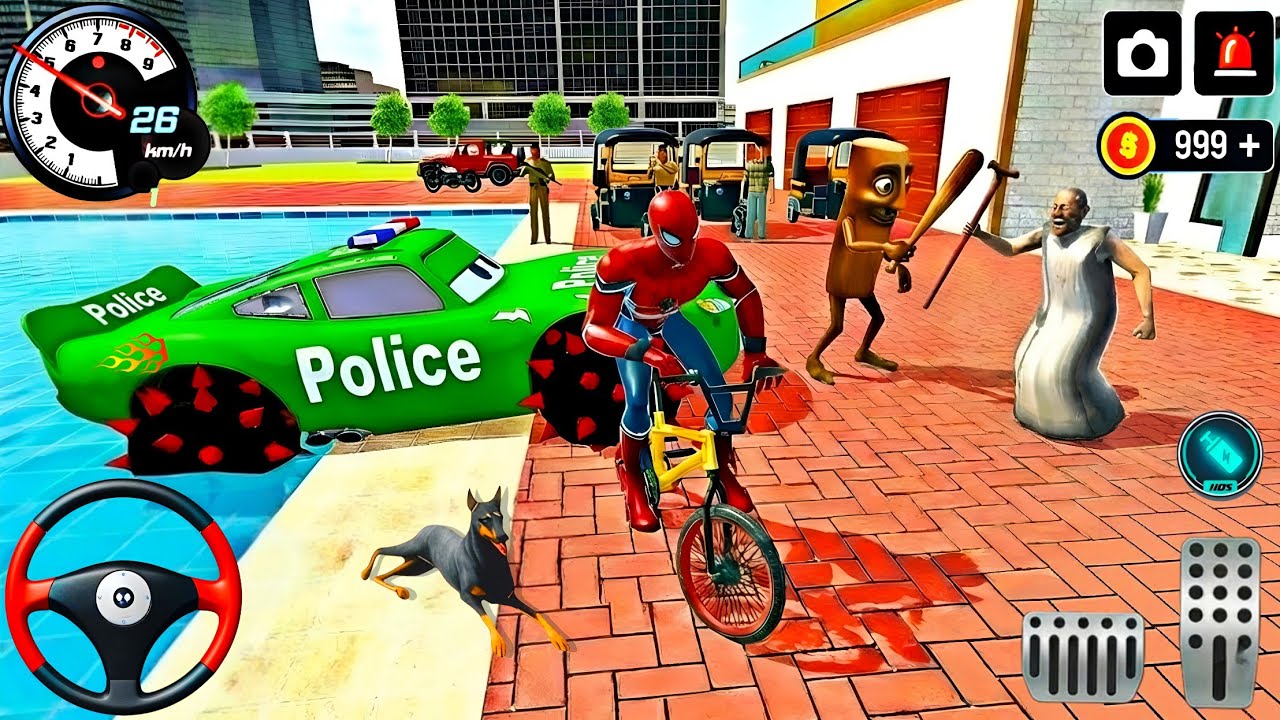 🥰Spiderman Monster Mc Queen Car 🦚Thung Thung & Scary Teacher Fight 🥰Modified Police Car Showroom🎉