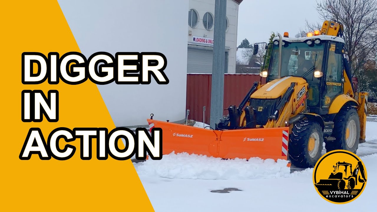 JCB 3CX and SaMASZ PSV Snow Blade in Action [6] 2021
