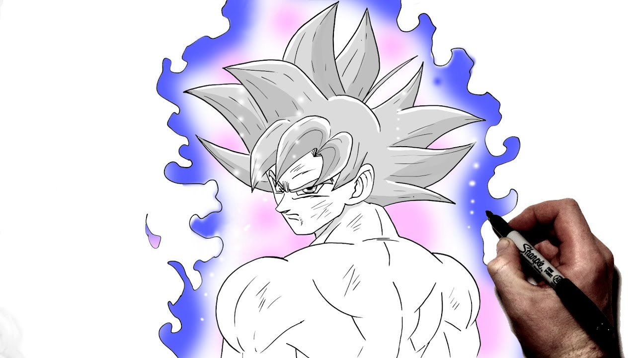 How To Draw Goku MUI (Back) | Step By Step | Dragon Ball