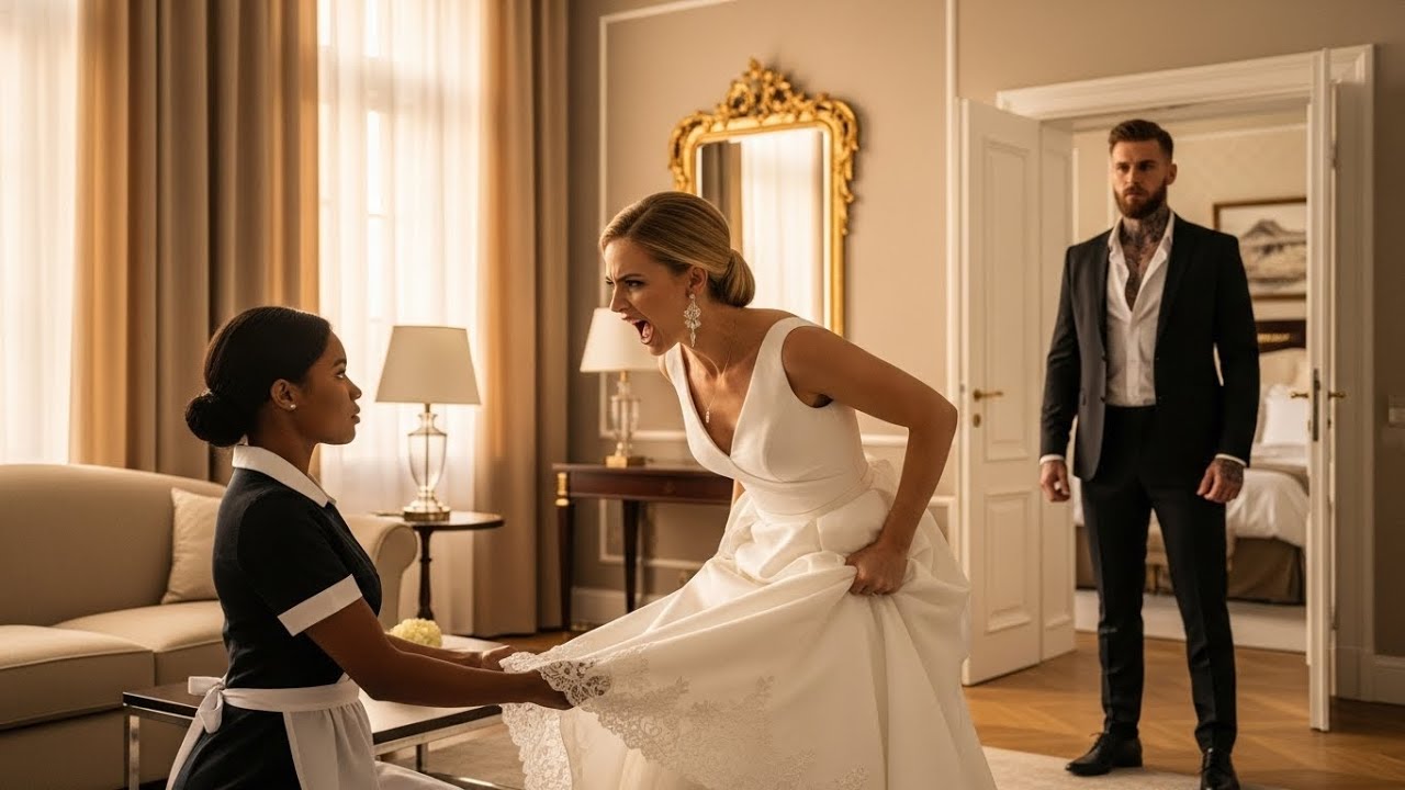 “Don’t Touch My Dress!” The Bride Screamed at the Black Maid — Then the Mafia Boss Walked In