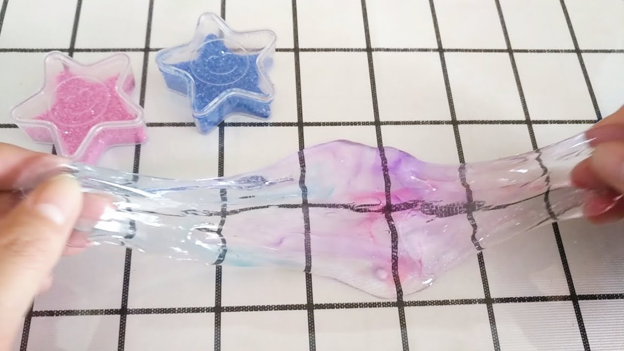 自制色素DIY史莱姆星空泥，无硼砂高透明，像水晶一样太漂亮了！