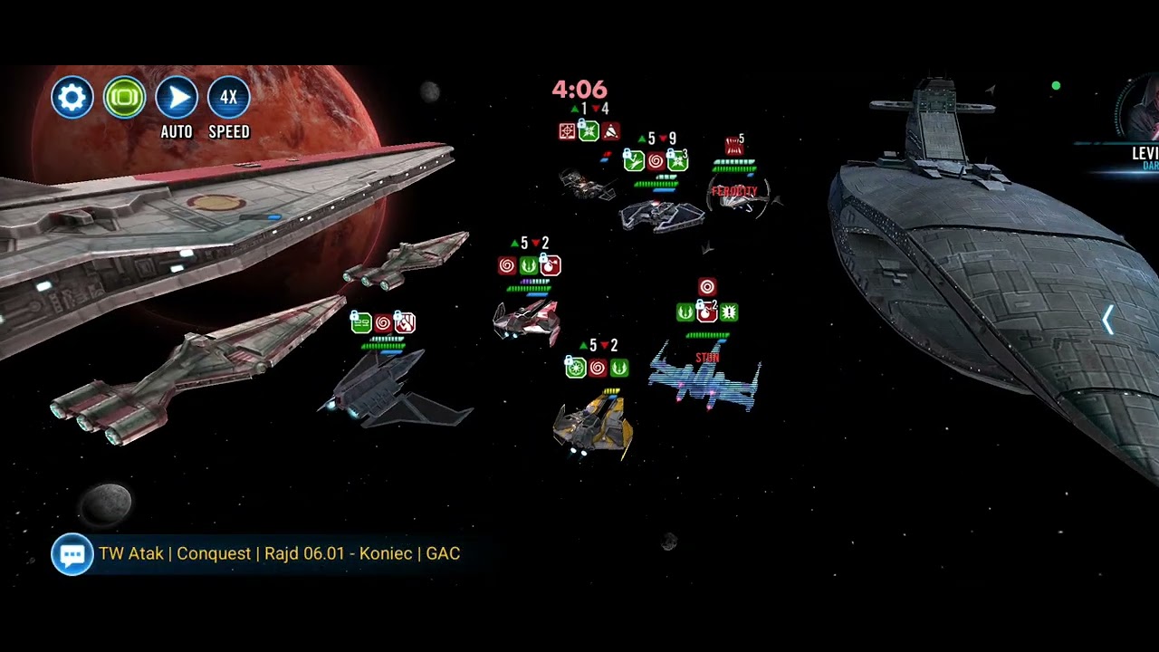 SWGOH Territory War ships counter. Negotiator vs Leviathan
