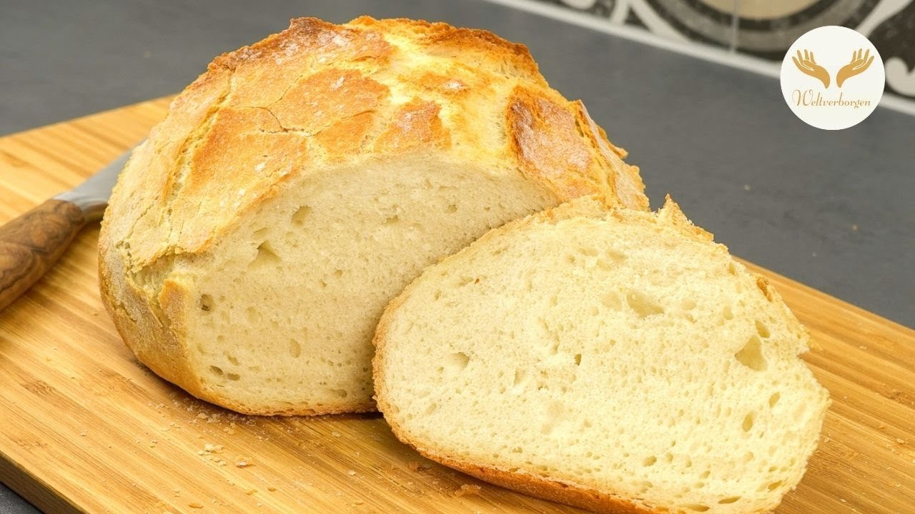 Du brauchst nur Hefe, Wasser, Mehl und einen Topf f&uuml;r dieses knusprige Brot