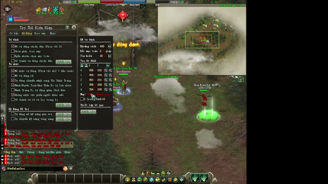 VLTK 2.0: Cài đặt Auto Đánh Quái - Nhặt đồ  Nâng cao