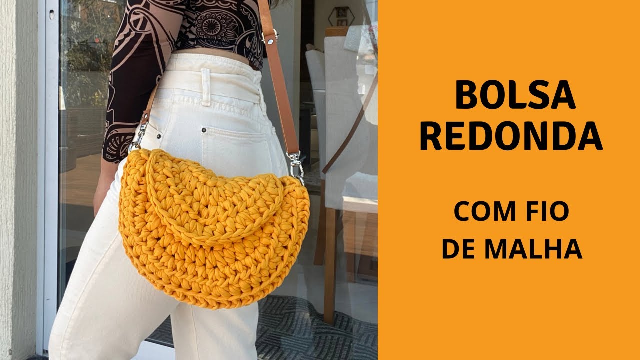 Bolsa redonda com fio de malha