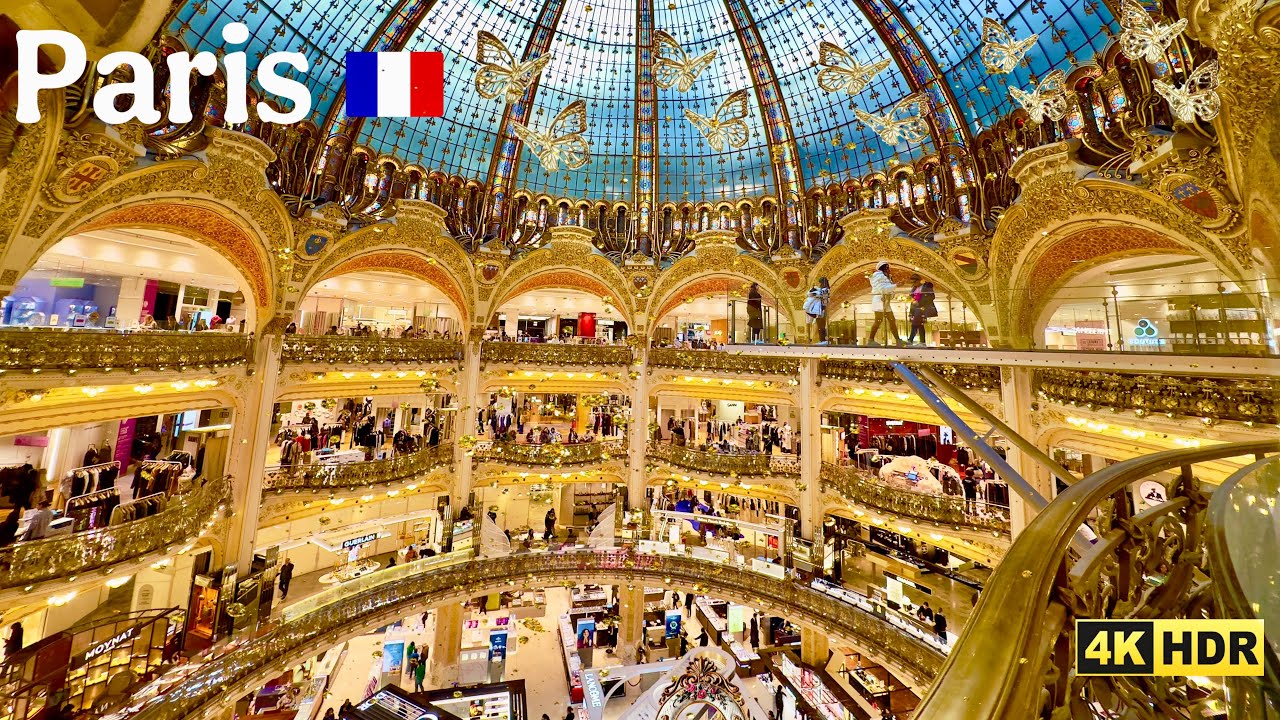 15 January 2025 France 🇫🇷 Paris 4K HDR walk Galeries Lafayette & Paris winter city walk lot of thing