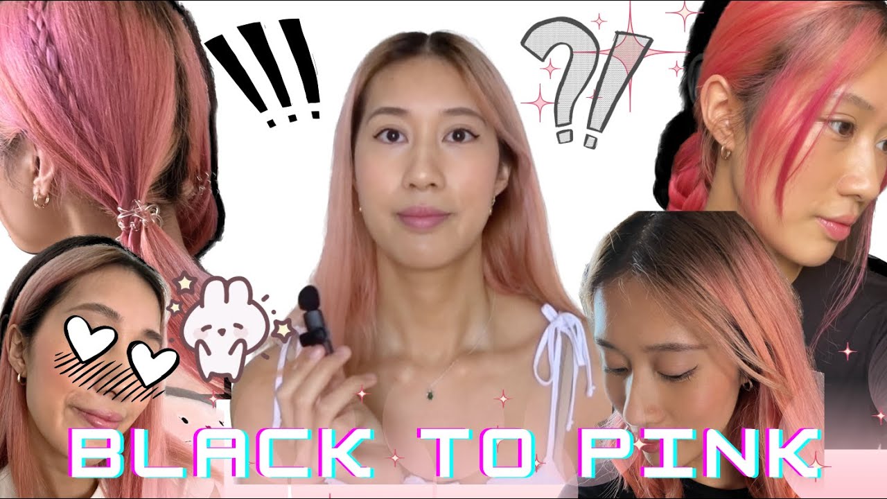 MY PINK HAIR TRANSFORMATION (bleaching my black hair) and products I use for healthy hair! 🎀🌸🍓