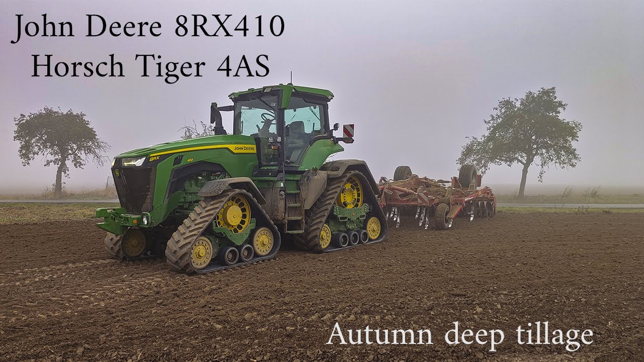 POV/Driver view - John Deere 8RX410 & Horsch Tiger 4AS - Autumn deep tillage after the corn harvest
