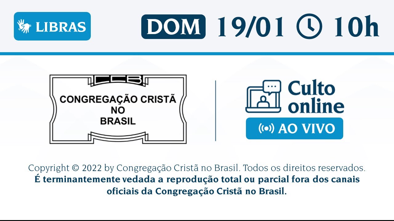 Santo Culto a Deus (Libras) - DOM - 19/01/2025 10:00 -  I Coríntios 13
