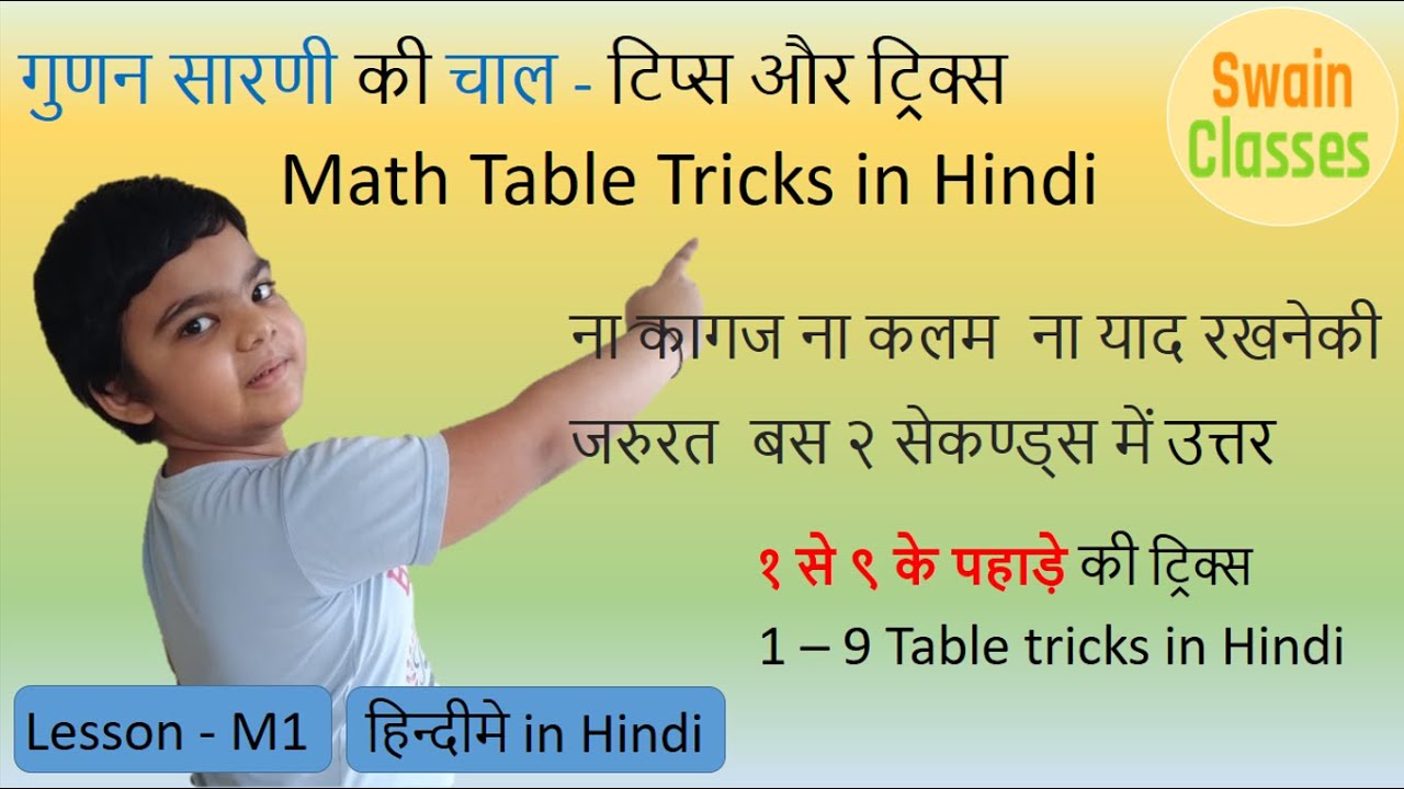 1 to 9 Math Table Tricks in Hindi I Learn Math Tables in Easiest Way I Easy Learning Math Table