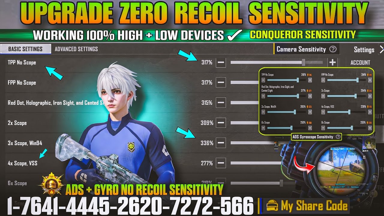 UPGRADE New Zero Recoil Sensitivity Settings in BGMI-PUBG 🔴 ADS sensitivity code/ 2026 sensitivity ✅
