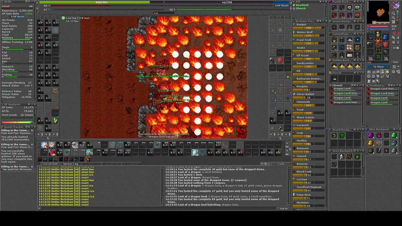 Tibia Ironman - Fire Axe Quest - Level 60 Knight