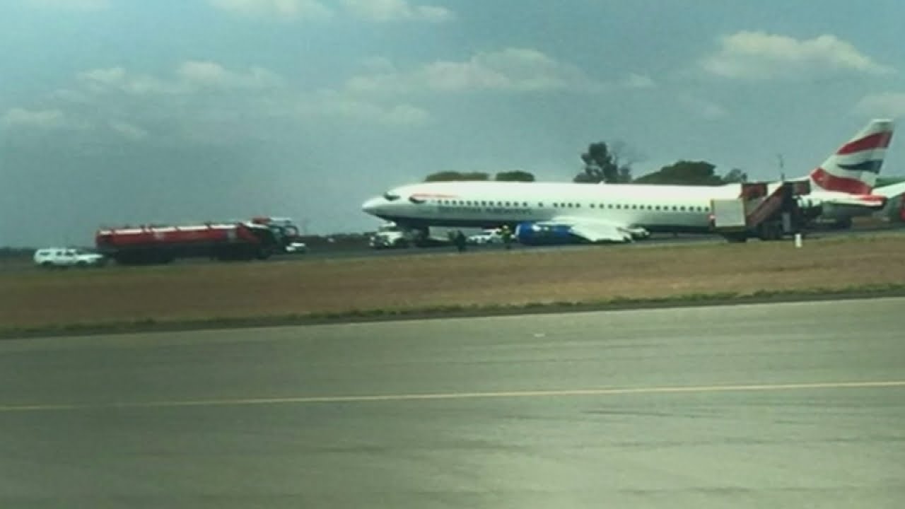 British Airways plane crash lands in Johannesburg