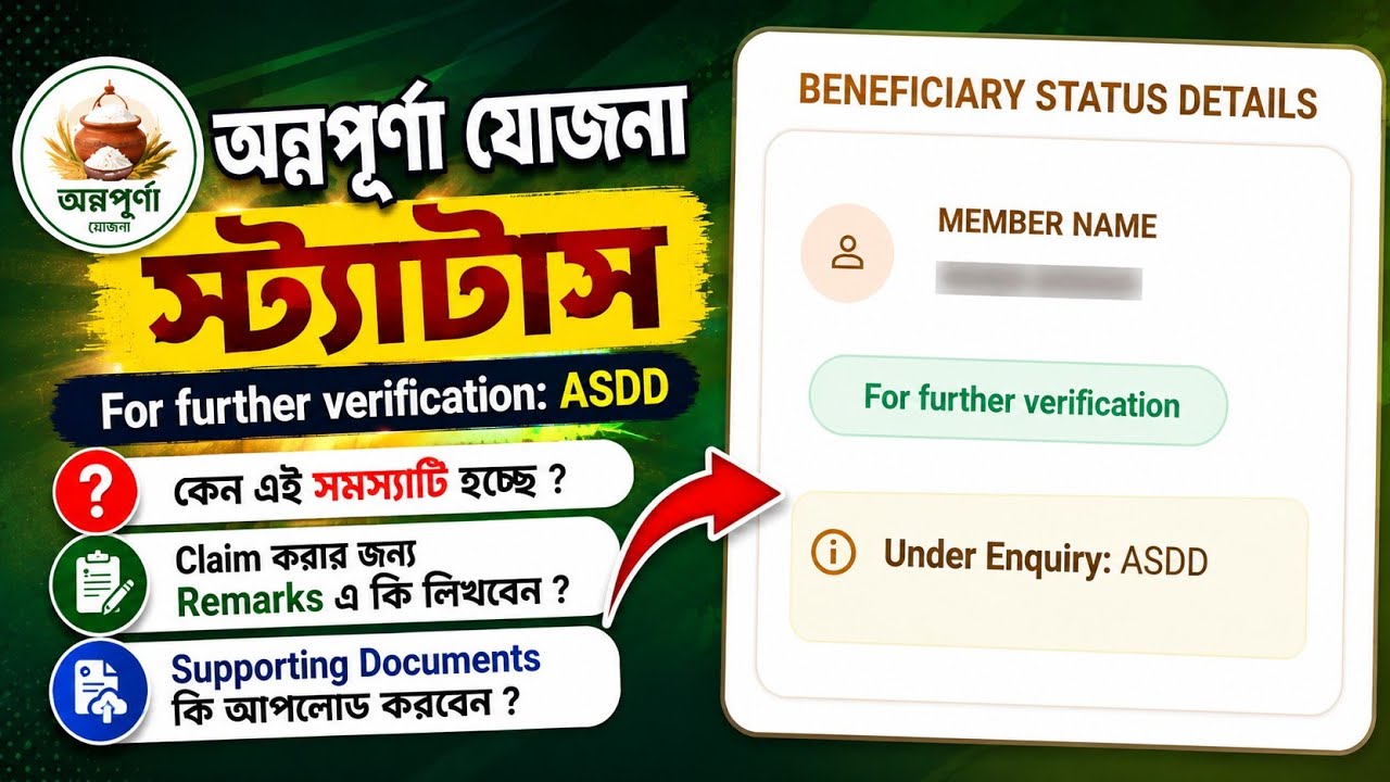 Annapurna Yojana Status For Further Verification Under Enquiry ASDD Problem, What Should You Do Now?