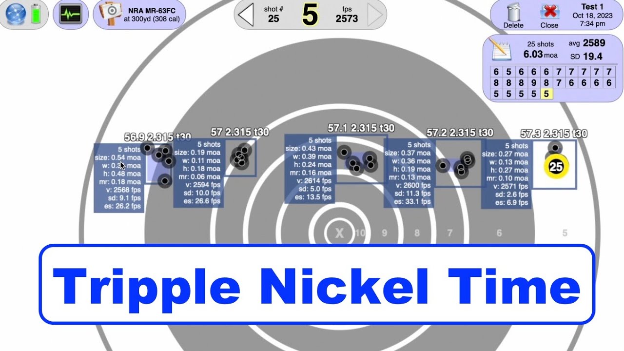 7PRCW load development 300yds powder test