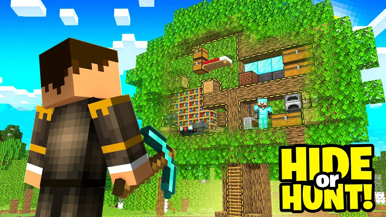Легендарная секретная база на дереве в Minecraft: Hide or Hunt